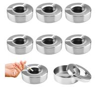 Foydream Lot de 8 Cendriers en Acier Inoxydable Cendrier à Vent avec Couvercle Amovible Anti-Vent & Anti-Cendres Volantes · Pour Voiture, Moto, Extérieur/Intérieur Ø 10 cm