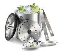 Foydream Seau a Glacon Isotherme, Seau à Glaçons Inox avec Couvercle et Clip a Filtre, Ice Bucket Double Paroi pour Bouteille Bar Anniversaires Fêtes, Champagne, Pique-niques, Bar, Vin, Bière (1.6L)