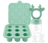 Foydream Tétine en silicone pour fruits, Tetine Grignoteuse Bébé, Livré avec Récipient de Stockage des Aliments pour Bébé, Inclut 3 Tailles de Tétines 3-24 Mois, Idéal Diversification Alimentaire