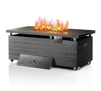 Foyer à gaz Propane d'extérieur rectangulaire 50 000 BTU avec Couvercle et Pierres de Cristal Bleues, Plateau de Table en Acier, Flamme réglable, 4 en 1 pour terrasse