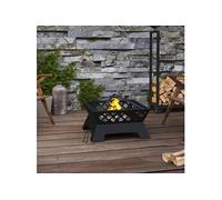 vidaXL Foyer avec tisonnier 50 cm XXL acier, chauffage, chauffe-terrasse, foyer extérieur, cheminée, chauffage d'extérieur, bol à feu G
