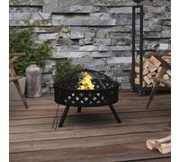 Foyer avec tisonnier 58 cm XXL acier chauffage chauffe-terrasse vidaXL