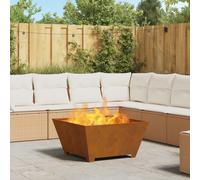 Foyer carré vidaXL 80x80x40 cm en acier weathering