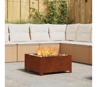 vidaXL Foyer de cheminée Brasero carré industriel Acier Noir 80x80x40 cm Extérieur