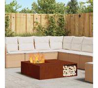 vidaXL Brasero extérieur carré 100x100x30 cm Marron Acier résistant aux intempéries