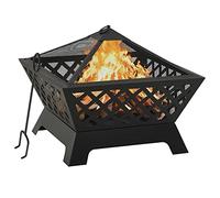 Foyer de cheminée avec tisonnier XXL en acier 64 cm