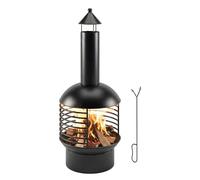 Foyer de cheminée Outsunny, foyer portable à bois avec tisonnier, grille à charbon, cheminée d'extérieur pour jardin ou terrasse, noir