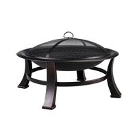 Foyer de jardin - bac à feu - corbeille à feu - four de terrasse - Barbecue BBQ en acier fonctionnant au bois avec chambre de combustion en maille - Idéal pour le jardin, le camping & le pique-nique