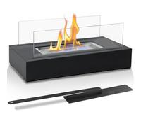 Foyer De Table - Cheminée De Table Rectangulaire en Acier Inoxydable, Boîtier en Verre Coupe-Vent À Quatre Côtés, Compatible avec La Cuisine S'mores | Brûleur Portatif sans Fumée Intérieur/extérieur
