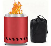 Foyer de Table en Acier Inoxydable brasero exterieur barbecue sans Fumée Alimenté par du Bois ou des Granulés avec sac de rangement pour Camping,Terrasse et Pique-Nique(Red)