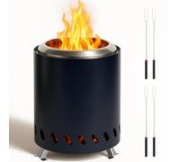 Foyer de Table sans fumée, Foyer à Bois Portable en Acier Inoxydable avec 4 fourchettes, pour Le Camping, l'extérieur et Le Patio Black