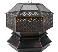 Foyer, Design hexagonal, Barbecue au charbon de bois, Matériau ferreux durable, 66 cm