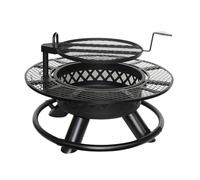 Foyer d'extérieur multifonction avec housse de pluie et grille rotative à 360°, réglable pour chauffage, feu de camp, pique-nique et grandes réunions