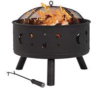 Foyer d'extérieur pour barbecue - 61 cm - Brasero en fer - Décoration avec protection anti-étincelles ignifuge pour jardin