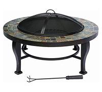 Foyer d'extérieur pour barbecue - Grand feu de camp extérieur - Grand feu de camp - Pour patio et jardin - Avec écran anti-étincelles rond