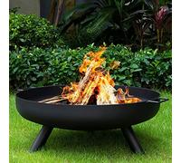 Foyer d'extérieur pour jardin, camping, terrasse, grand brûleur à bûches, barbecue (foyer rond de 58 cm)