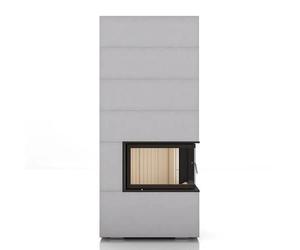 Foyer modulaire Brunner BSG 02 haut avec Kit de pierres modulaires MSS superposé 2,5 kW Cadre aveugle, noir, vitrage d'angle à gauche, avec EOS easy A intégré