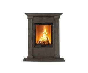 Foyer modulaire Camina N10 | 7 kW Plante en pierre naturelle Lina 4557 s, cristal, chamotte blanche, Pierre naturelle Grès Travertin Romain