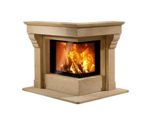 Foyer modulaire Camina N17 | 9 kW Plante en pierre naturelle Pierre naturelle Marbre Marron Emperador, Ekko L 67(45)57 h, cristal, chamotte blanche