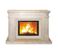 Foyer modulaire Camina N25 | 10 kW Plante en pierre naturelle Lina 8757 h, cristal, avec cadre, chamotte blanche, Pierre naturelle Marbre Rojo Alicante