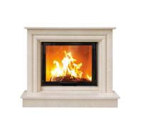 Foyer modulaire Camina N26 | 9 kW Plante en pierre naturelle Lina 7367 h, Cristal, avec cadre, chamotte anthracite, Pierre naturelle Marbre Marron Emperador