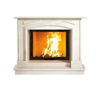 Foyer modulaire Camina N37 | 9 kW Plante en pierre naturelle Lina 7367 h, Cristal, avec cadre, chamotte anthracite, Pierre naturelle Marbre Marron Emperador