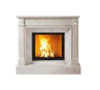 Foyer modulaire Camina N39 | 9 kW Plante en pierre naturelle Pierre naturelle Marbre Marron Emperador, Lina 7367 h, Cristal, avec cadre, chamotte anthracite