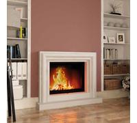 Foyer modulaire Camina N4 | 19 kW Plante en pierre naturelle Pierre naturelle Marbre Rosa Crema, Vermiculite naturelle