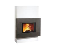 Foyer modulaire Camina N8 | 9 kW Plante en pierre naturelle Lina 6751 h, cristal, chamotte blanche, Pierre naturelle Marbre Negro Abanilla