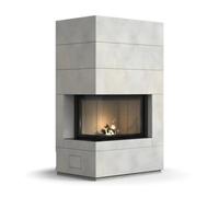 Foyer modulaire Camina S10 9 kW du côté gauche accumulateur de chaleur Ekko W L 67(45)51 h, cristal, 14,9 kW, Hydro, chamotte blanche, Standard, Speicherbeton