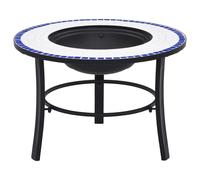 Foyer Mosaïque Noir et Blanc 68 cm Céramique Braséro Jardin Terrasse vidaXL