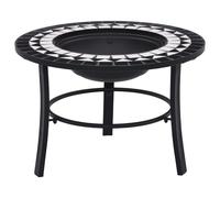 Foyer Mosaïque Noir et Blanc 68 cm Céramique Braséro Jardin Terrasse vidaXL