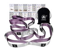 Foyer Nuage - Sangle Yoga Non Élastique avec 12 Boucles - Bande d'Étirement 2.5m pour Contrôle Postural, Souplesse et Rééducation, Idéale Yoga/Pilates/Musculation, Inclut Sac & Guide (Violet)