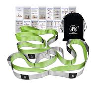 Foyer Nuage - Sangle Yoga Non Élastique avec 12 Boucles - Bande d'Étirement 2.5m pour Contrôle Postural, Souplesse et Rééducation, Idéale Yoga/Pilates/Musculation, Inclut Sac & Guide (Vert)