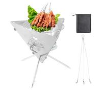 Foyer portable pour camping, cheminée de camping portable - Four à charbon de bois amovible - Cheminée à bois triangulaire pour l'extérieur pour chauffer les terrasses, les pique-niques, les feux de