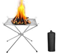 Foyer Portable pour Camping, cheminée d'extérieur Pliable avec Sac de Transport, Bol en Maille d'acier Inoxydable, Accessoires de Camping pour Pique-Nique, feu de Camp, terrasse, Jardin et Jardin