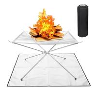 Foyer portable pour l'extérieur, 56 cm, en acier inoxydable, avec tapis de feu et sac de transport, foyer d'extérieur en acier inoxydable pour extérieur, jardin, camping, patio, barbecue