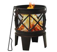 Foyer Rustique avec Tisonnier Acier Bol de Feu Jardin Terrasse Patio vidaXL