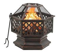 Foyer rustique en acier avec tisonnier pour maison et jardin 62 x 54 x 56 cm XXL