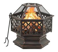 Foyer rustique en acier avec tisonnier pour maison et jardin 62 x 54 x 56 cm XXL