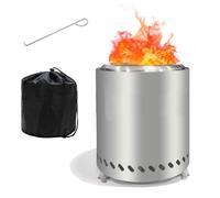 Foyer sans fumée, feu de table d'extérieur en acier inoxydable avec sac de voyage, 2 mini bâtons, tapis ignifuge, 25 x 18 cm, mini cheminée de table avec granulés ou bois, brasero sans fumée pour