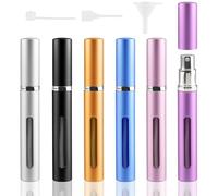 Foymlon Lot de 6 Vaporisateurs de Parfum Rechargeables, Flacons Vides 5 ml en Aluminium - Mini Spray de Voyage Légers pour Avion, Vacances et Déplacements, Recharge Parfum(6 Couleurs)