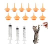 Foyods Lot de 14 seringues à nourriture pour chatons, avec seringue à nourriture, en silicone, pour chatons et chiots, mini tétons réutilisables pour animaux de compagnie avec seringues