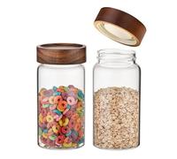 Foyofly Bocaux en verre avec couvercle à vis, couvercles en bois, hermétiques pour cuisine, sel de mer, paprika, herbes, cannelle, café, assaisonnement, fermentation, marinage