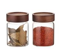 Foyofly Bocaux en verre avec couvercle à vis, couvercles en bois, hermétiques pour cuisine, sel de mer, paprika, herbes, cannelle, café, assaisonnement, fermentation, marinage