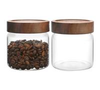 Foyofly Bocaux en verre avec couvercle à vis, couvercles en bois, hermétiques pour cuisine, sel de mer, paprika, herbes, cannelle, café, assaisonnement, fermentation, marinage