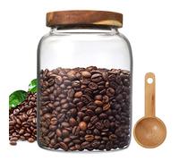 Foyofly Grand bocal de conservation alimentaire en verre transparent avec cuillère pour café, épices, sucre, grains de café, biscuits, bonbons, farine, thé (1200 ml)