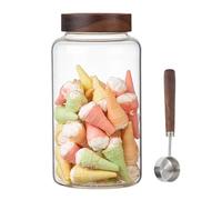 Foyofly Petits bocaux en verre avec couvercle à vis et couvercles en bois hermétiques pour cuisine, sel de mer, paprika, herbes, cannelle, café, assaisonnement, fermentation, marinage (1 x 2300 ml)