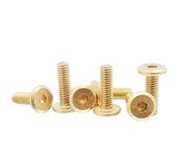Foyoram Angefast Lot de 10 vis à tête plate M6 x 30 mm avec six pans creux en laiton, bord supérieur de la tête