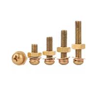 Foyoram Lot de 10 vis combinées M8 à tête bombée avec vis cruciforme, disque plat, anneaux ressort et écrous en laiton (M8 x 20 mm)